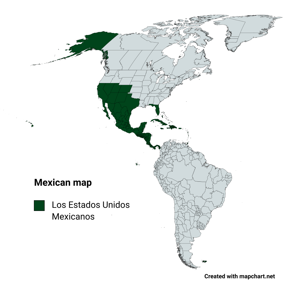 Nuevo mapa de México, México toma territorios de toda américa (Spanish/Español)