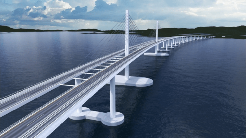 Construction on a Futuristic Bridge in Republic of Oulieania 