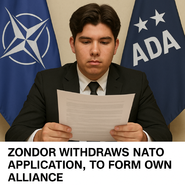 Zondor Withdraws NATO Application, Announces Plans for Independent Alliance Amid Corruption Claims