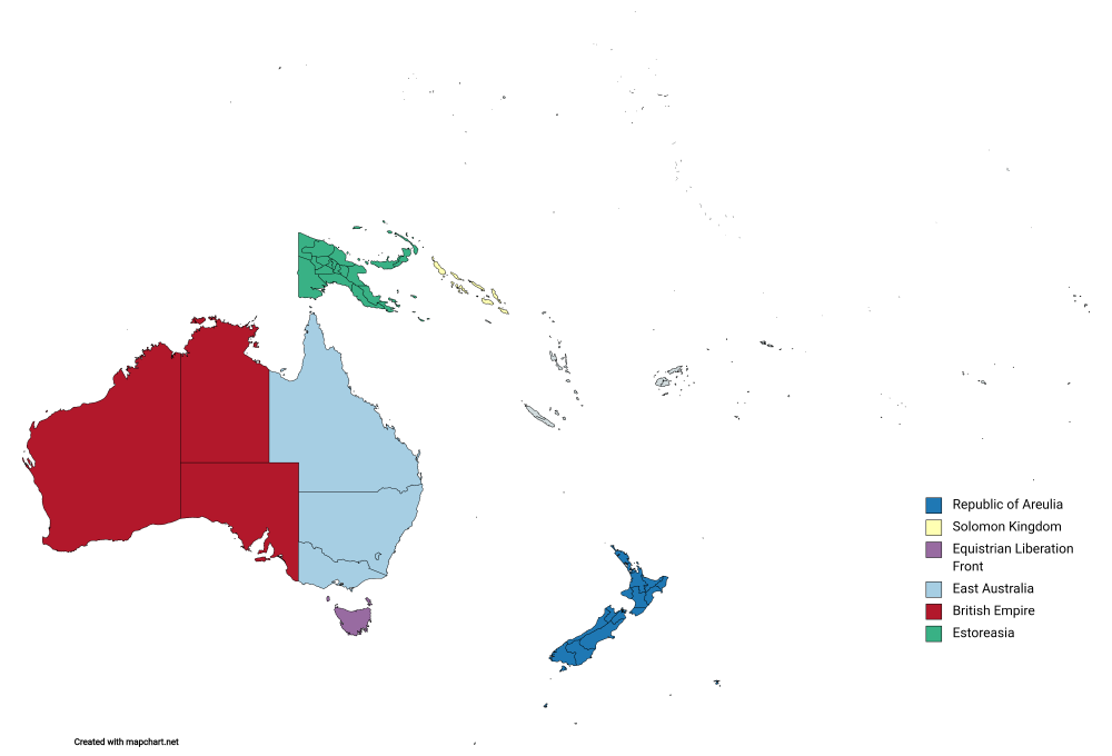 Areulia Releases Official Map Of Oceania And It's Relations With Such Nations 