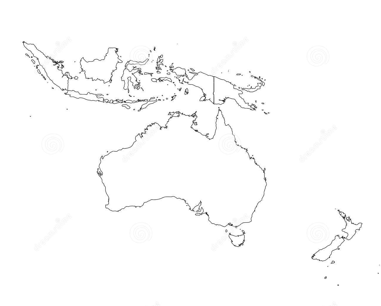 Австралия и Океания политическая карта контурная карта. Контур карта Австралии и Океании. Контурная карта Океании.