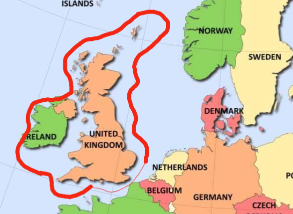 Horrid Henry Maded A Demarcation Line In The British Isles Of UK And Ireland