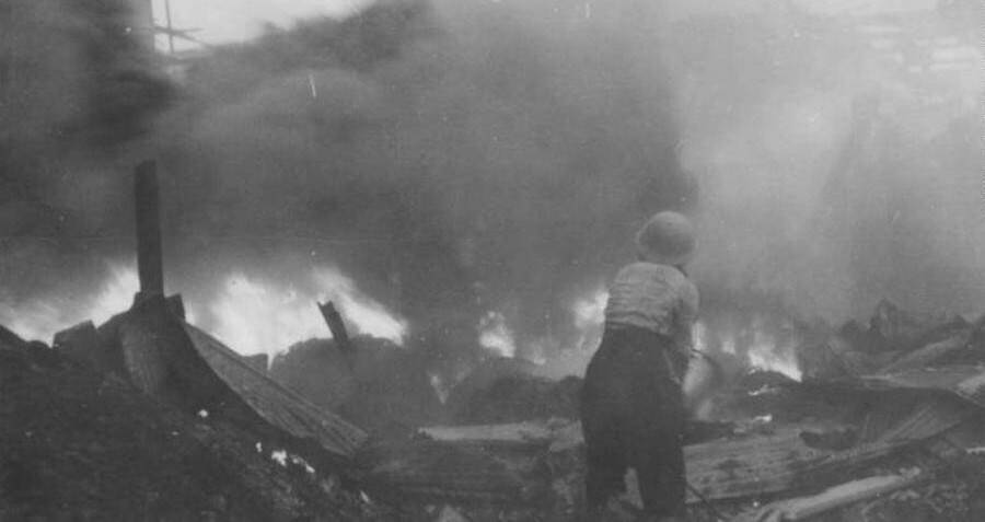 The Napalm bomb firestorm in Hiroshima