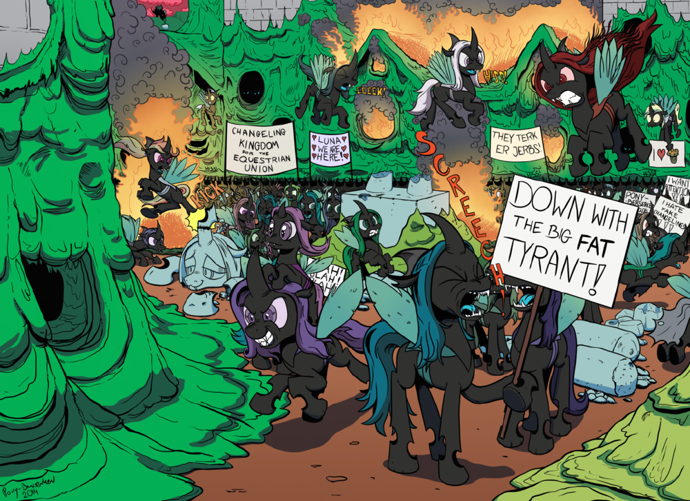 Reformed Changelings protest to take down Chrysalis